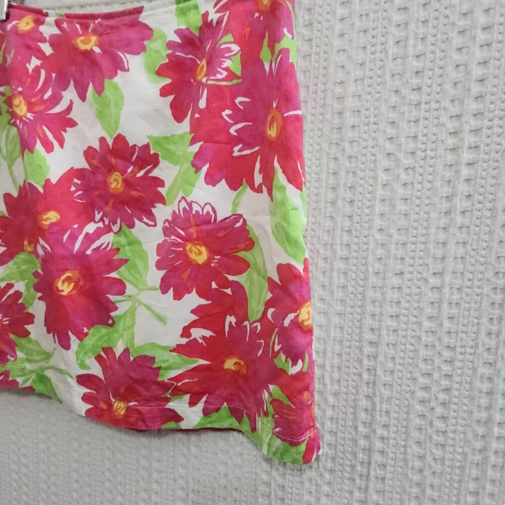 Merona Pink Floral Mini Skirt Y2K 2000s Lined Cotton Summer Skirt Size 10